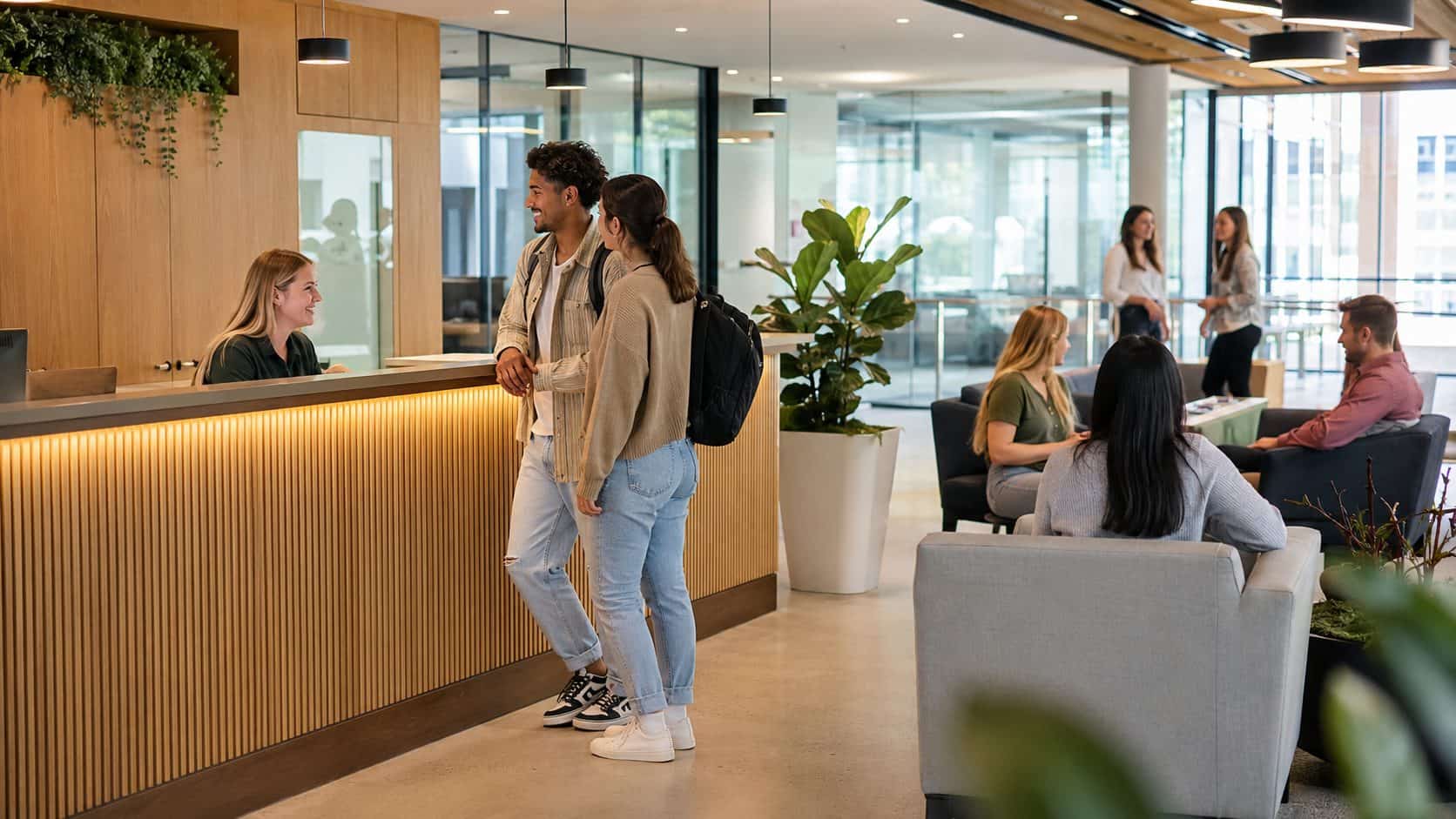 Boston College Adelaide CBD campus reception for student forms and enquiries