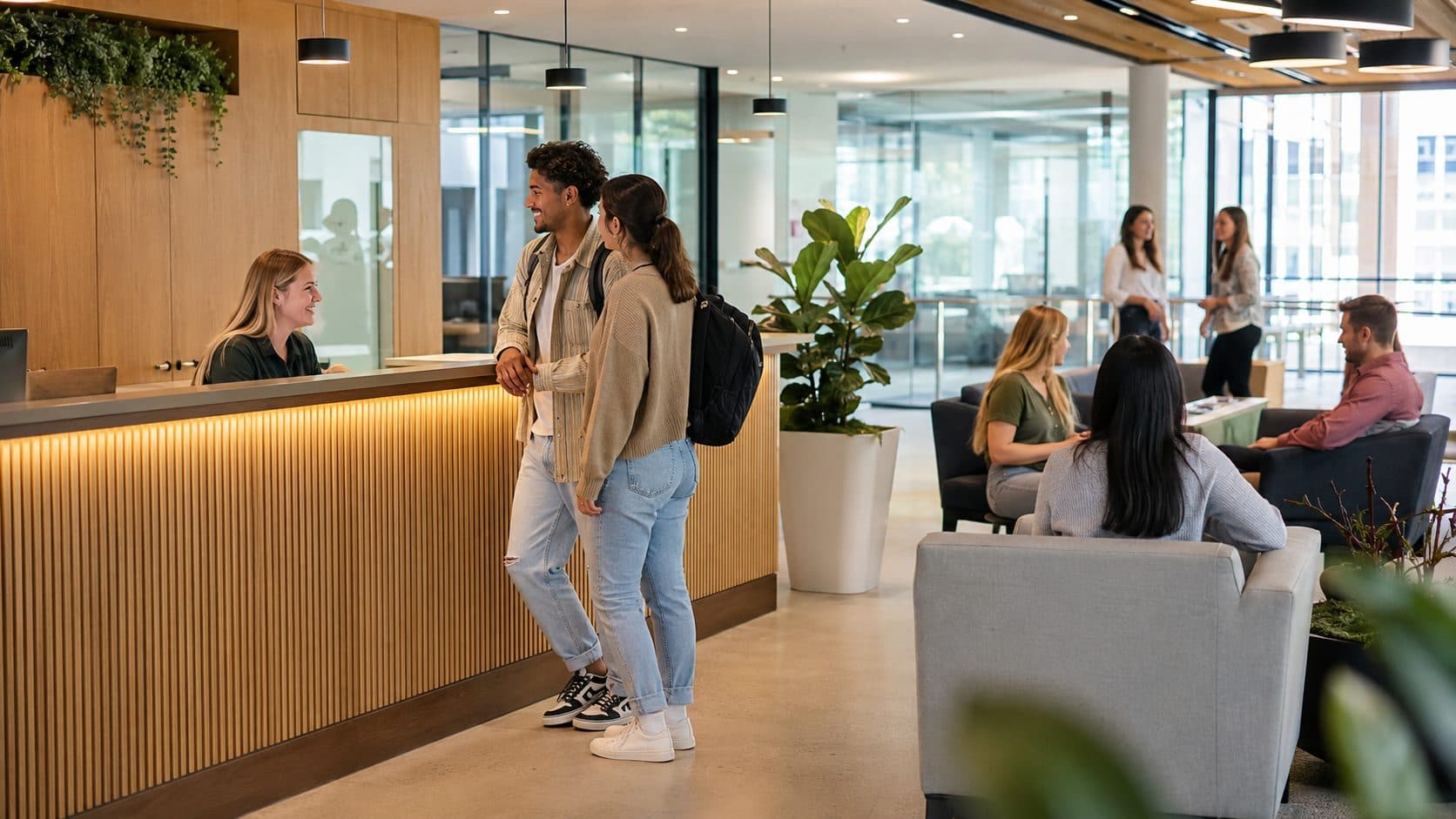 Boston College Adelaide CBD campus reception and student support area