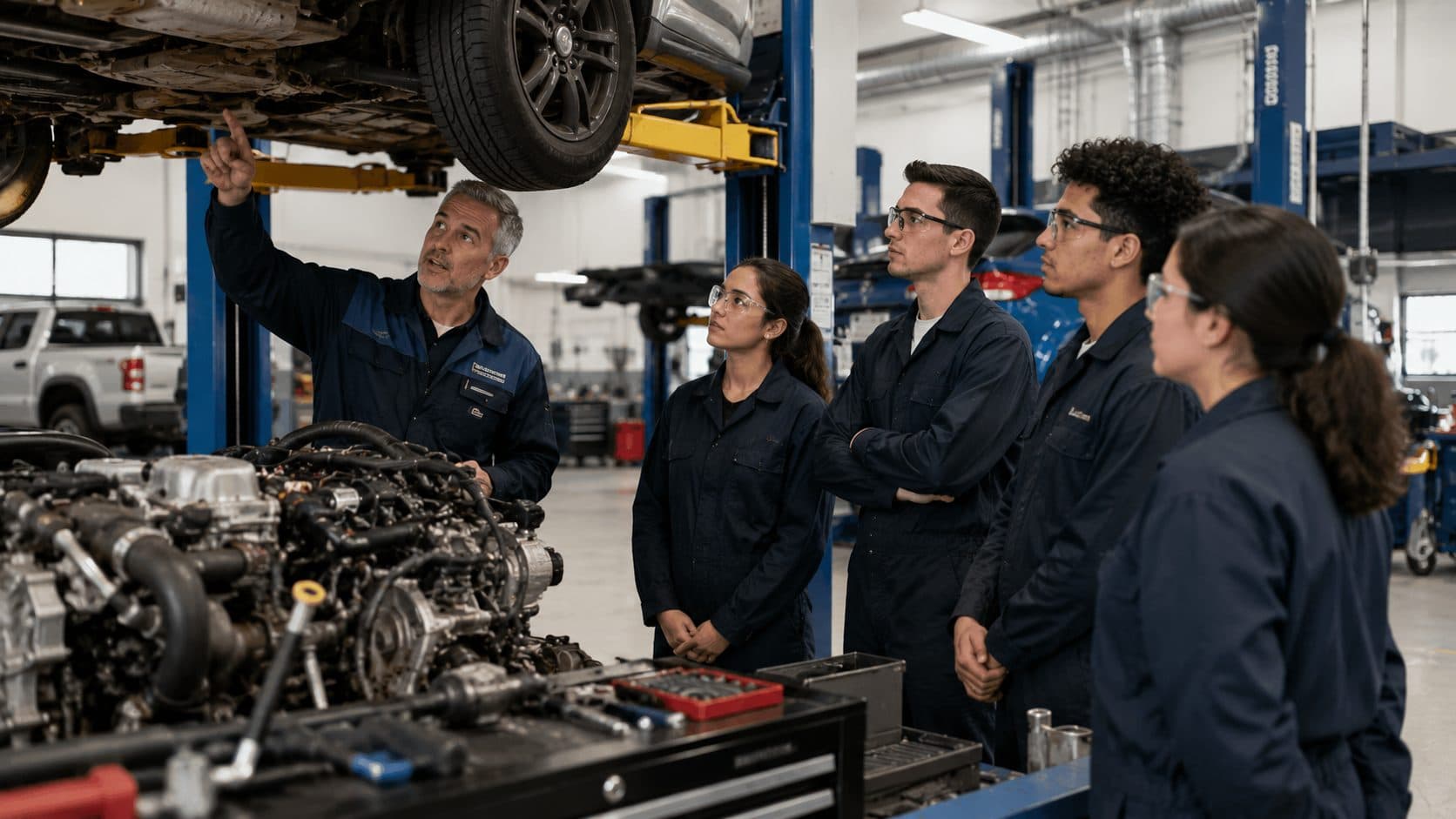 Hands-on automotive workshop training at Boston College Adelaide